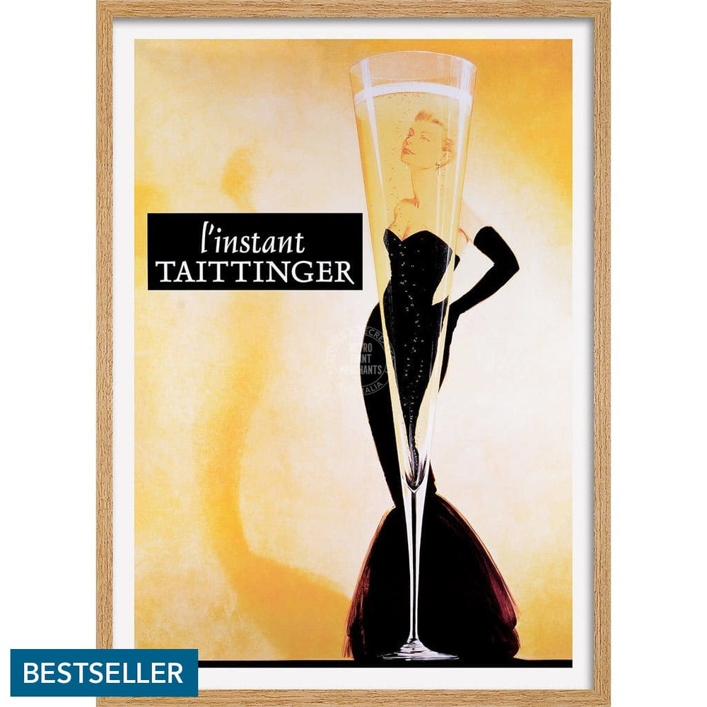 Taittinger Champagne | France A3 297 X 420Mm 11.7 16.5 Inches / Framed Print - Natural Oak Timber