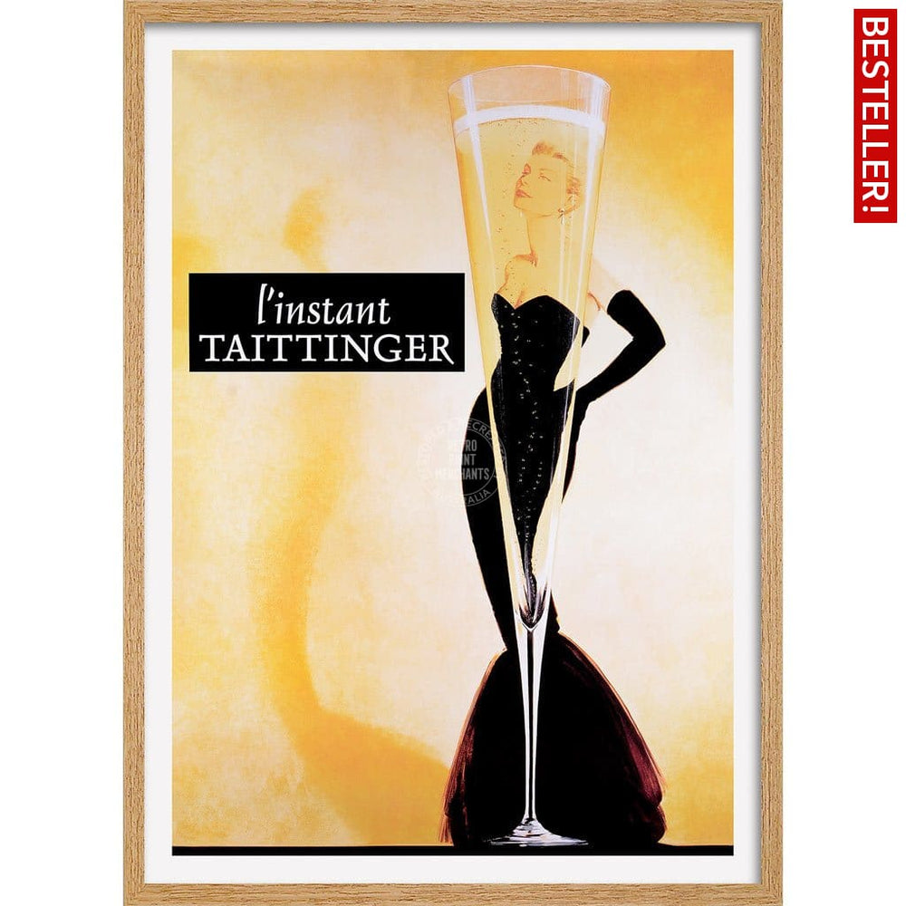 Taittinger Champagne | France A3 297 X 420Mm 11.7 16.5 Inches / Framed Print - Natural Oak Timber