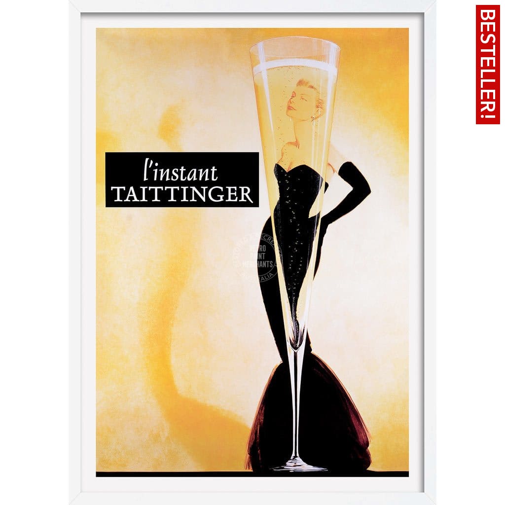 Taittinger Champagne | France A3 297 X 420Mm 11.7 16.5 Inches / Framed Print - White Timber Art