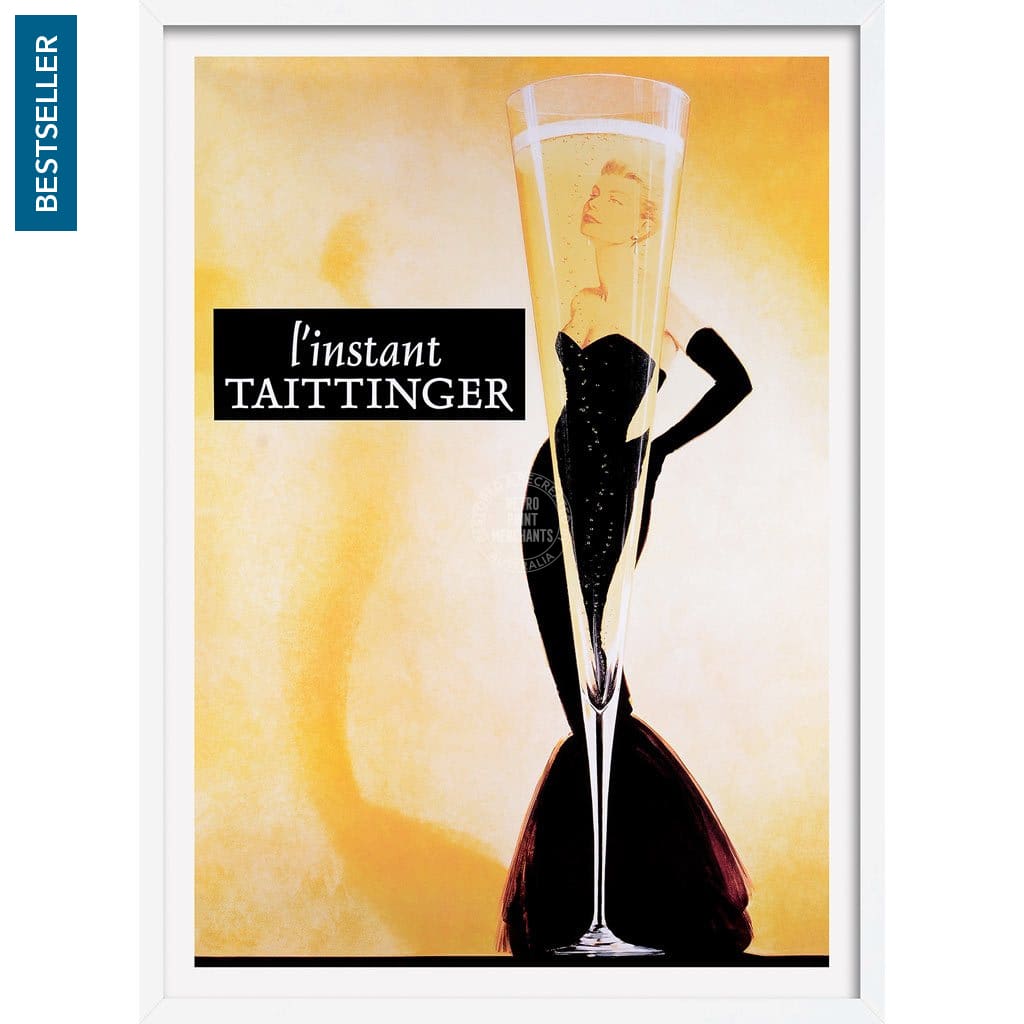 Taittinger Champagne | France A3 297 X 420Mm 11.7 16.5 Inches / Framed Print - White Timber Art