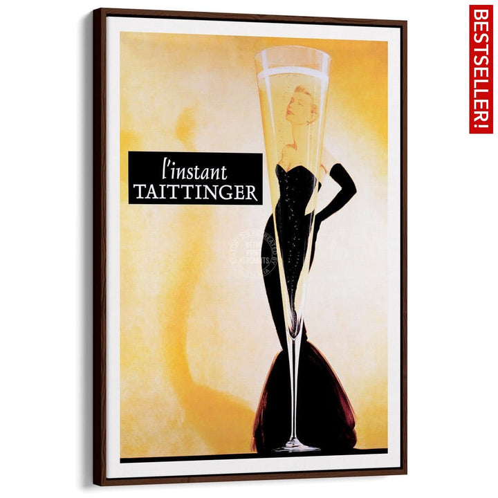 Taittinger Champagne | France A3 297 X 420Mm 11.7 16.5 Inches / Canvas Floating Frame - Dark Oak