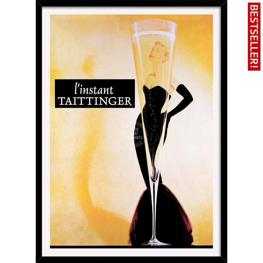 Taittinger Champagne | France A3 297 X 420Mm 11.7 16.5 Inches / Framed Print - Black Timber Art