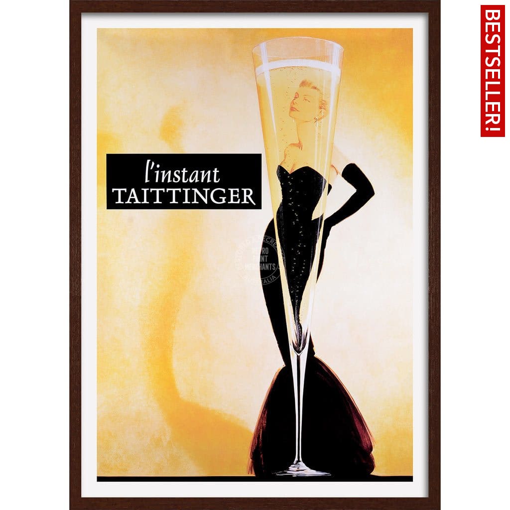 Taittinger Champagne | France A3 297 X 420Mm 11.7 16.5 Inches / Framed Print - Dark Oak Timber Art