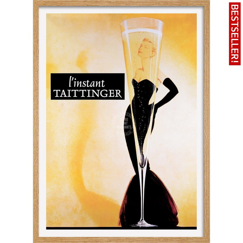 Taittinger Champagne | France A3 297 X 420Mm 11.7 16.5 Inches / Framed Print - Natural Oak Timber