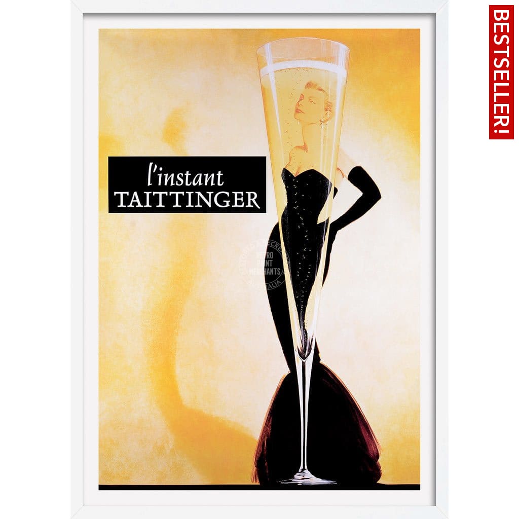 Taittinger Champagne | France A3 297 X 420Mm 11.7 16.5 Inches / Framed Print - White Timber Art