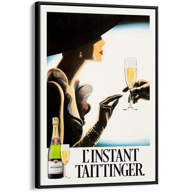 Taittinger Woman | France A4 210 X 297Mm 8.3 11.7 Inches / Canvas Floating Frame: Black Timber Print