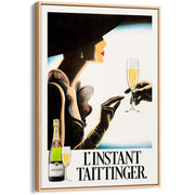Taittinger Woman | France A4 210 X 297Mm 8.3 11.7 Inches / Canvas Floating Frame: Natural Oak Timber