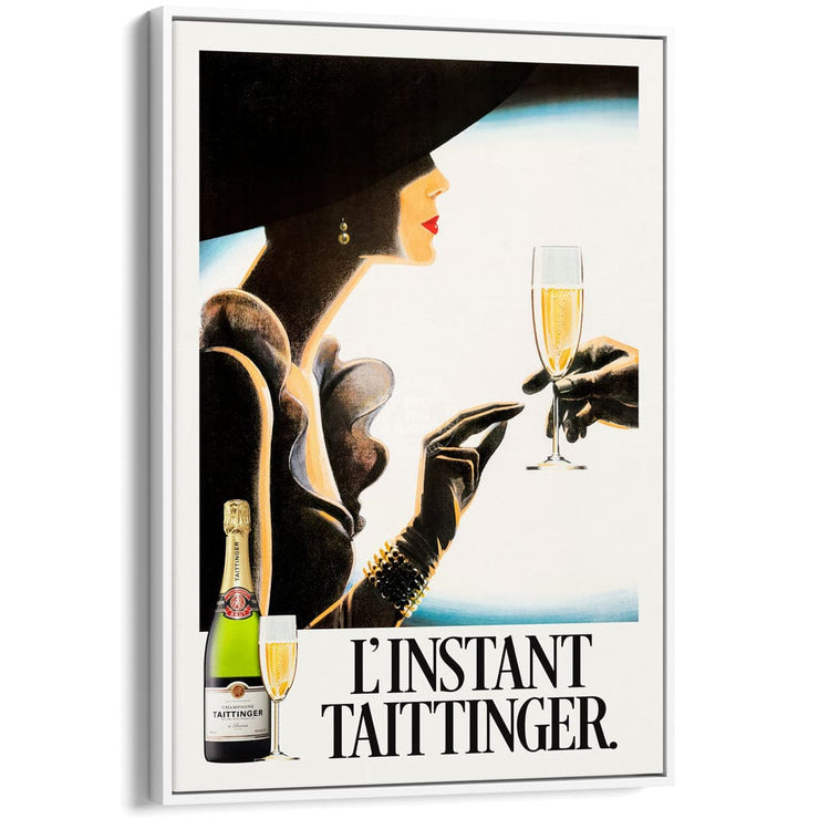 Taittinger Woman | France A4 210 X 297Mm 8.3 11.7 Inches / Canvas Floating Frame: White Timber Print