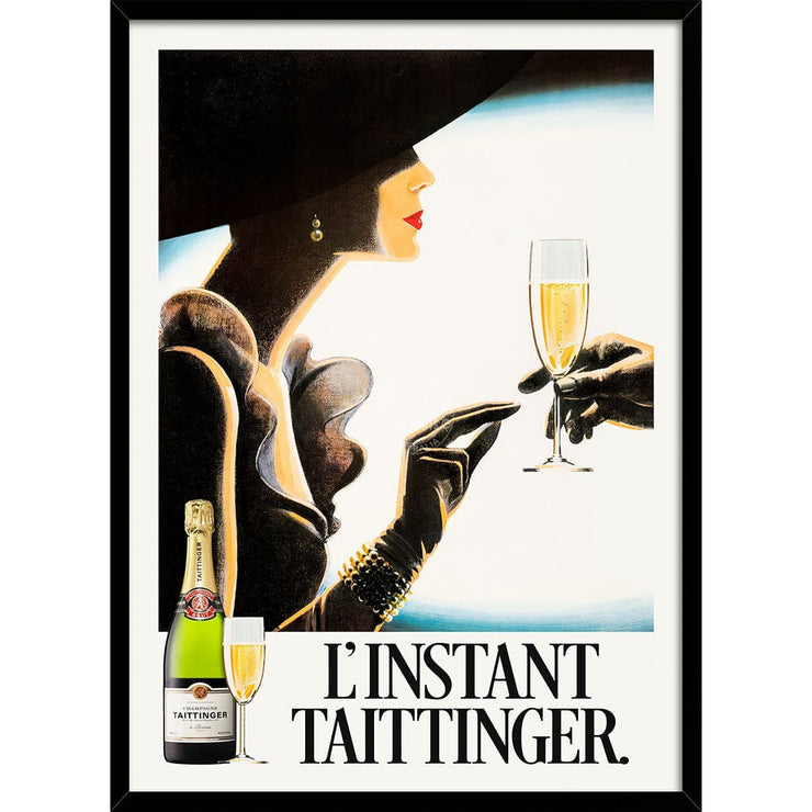Taittinger Woman | France A4 210 X 297Mm 8.3 11.7 Inches / Framed Print: Black Timber Print Art