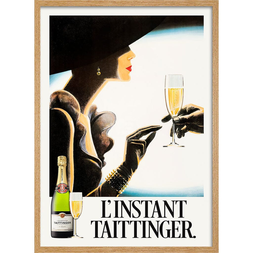 Taittinger Woman | France A4 210 X 297Mm 8.3 11.7 Inches / Framed Print: Natural Oak Timber Print