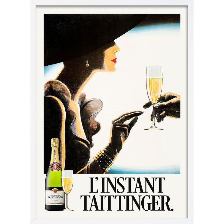 Taittinger Woman | France A4 210 X 297Mm 8.3 11.7 Inches / Framed Print: White Timber Print Art