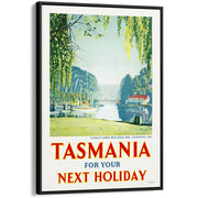 Tasmania | Australia A4 210 X 297Mm 8.3 11.7 Inches / Canvas Floating Frame: Black Timber Print Art