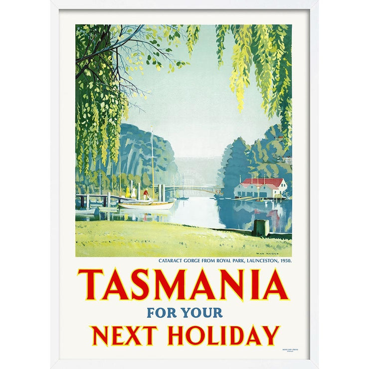 Tasmania | Australia A4 210 X 297Mm 8.3 11.7 Inches / Framed Print: White Timber Print Art