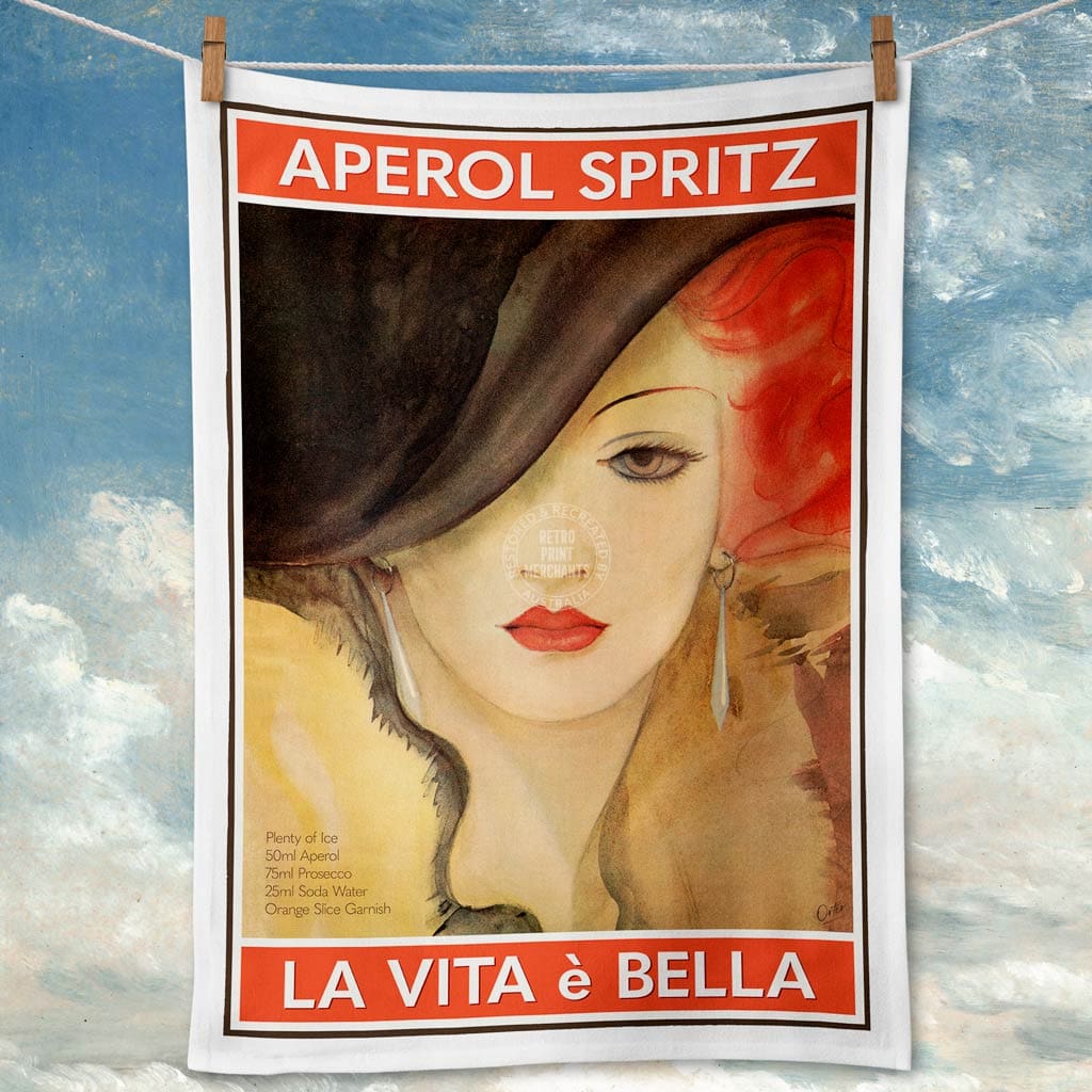 Linen Tea Towel | Aperol Spritz Linen Tea Towel