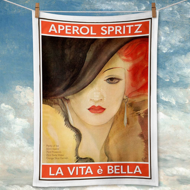 Linen Tea Towel | Aperol Spritz Linen Tea Towel