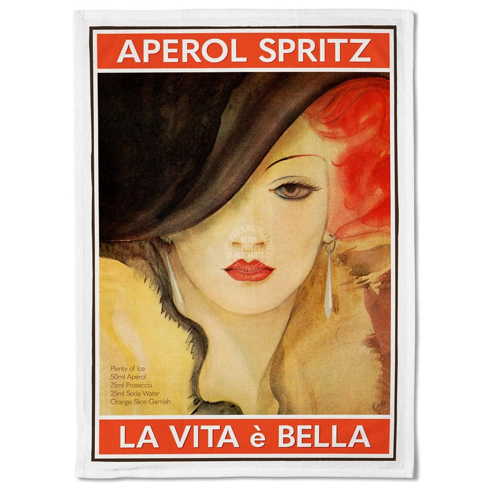 Linen Tea Towel | Aperol Spritz Linen Tea Towel