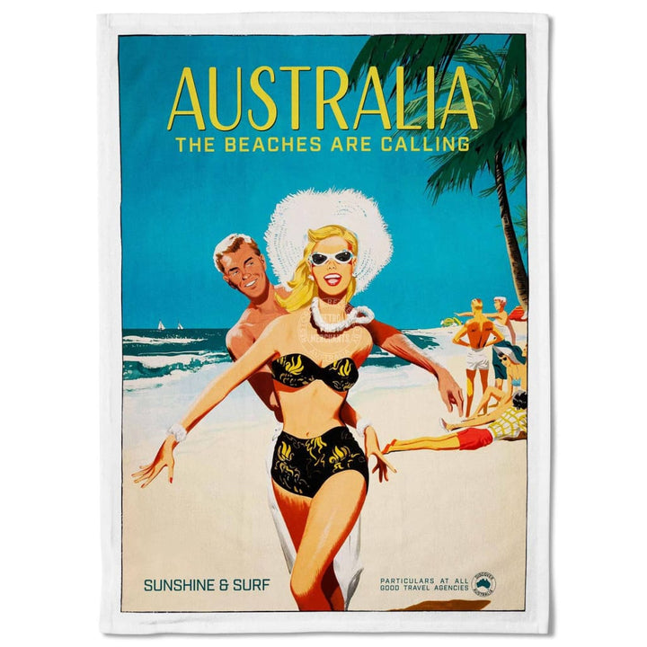 Linen Tea Towel | Australia Beaches Linen Tea Towel