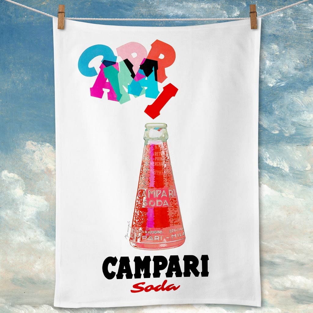 Linen Tea Towel | Campari Letters – Retro Print Merchants