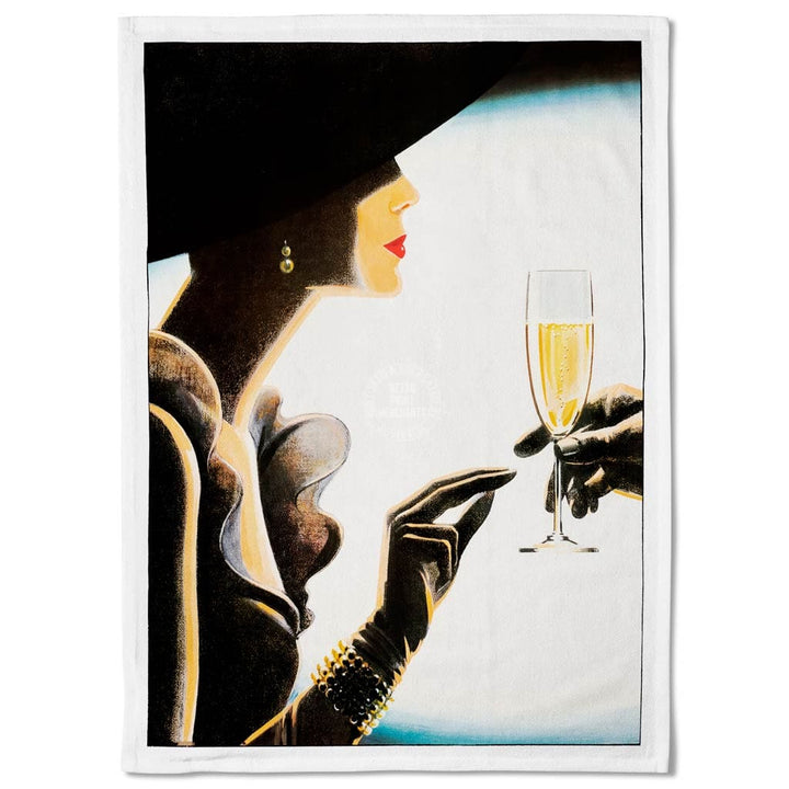 Linen Tea Towel | Champagne Woman Linen Tea Towel