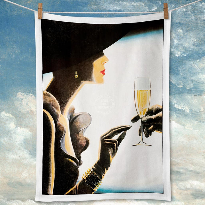 Linen Tea Towel | Champagne Woman Linen Tea Towel