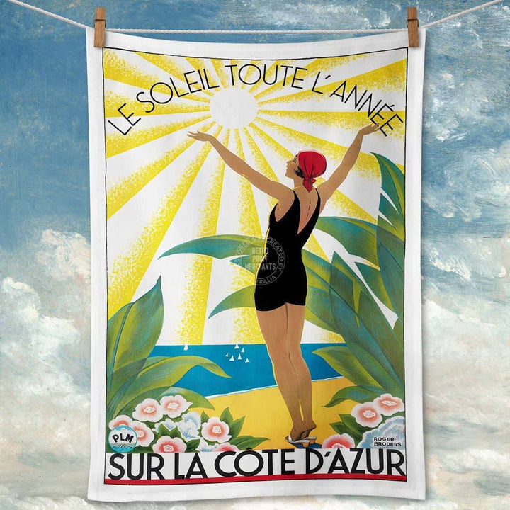 Available Mid July - Linen Tea Towel | Cote Dazur Linen Tea Towel