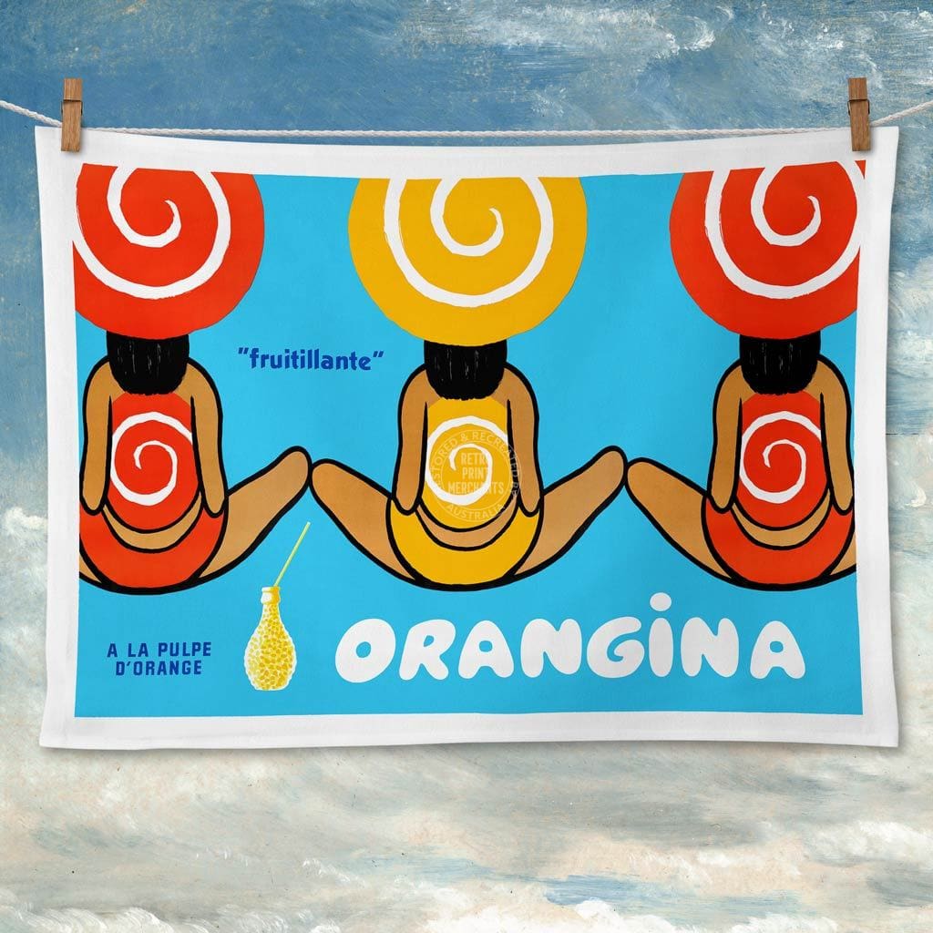 Linen Tea Towel | Orangina Triplets Linen Tea Towel