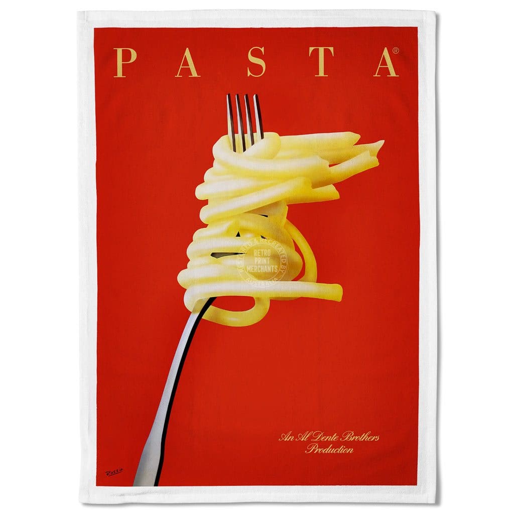 Available Mid July - Linen Tea Towel | Pasta Al Dente Linen Tea Towel