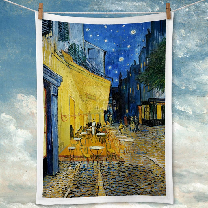 Linen Tea Towel | Van Gogh Cafe Terrace At Night Linen Tea Towel