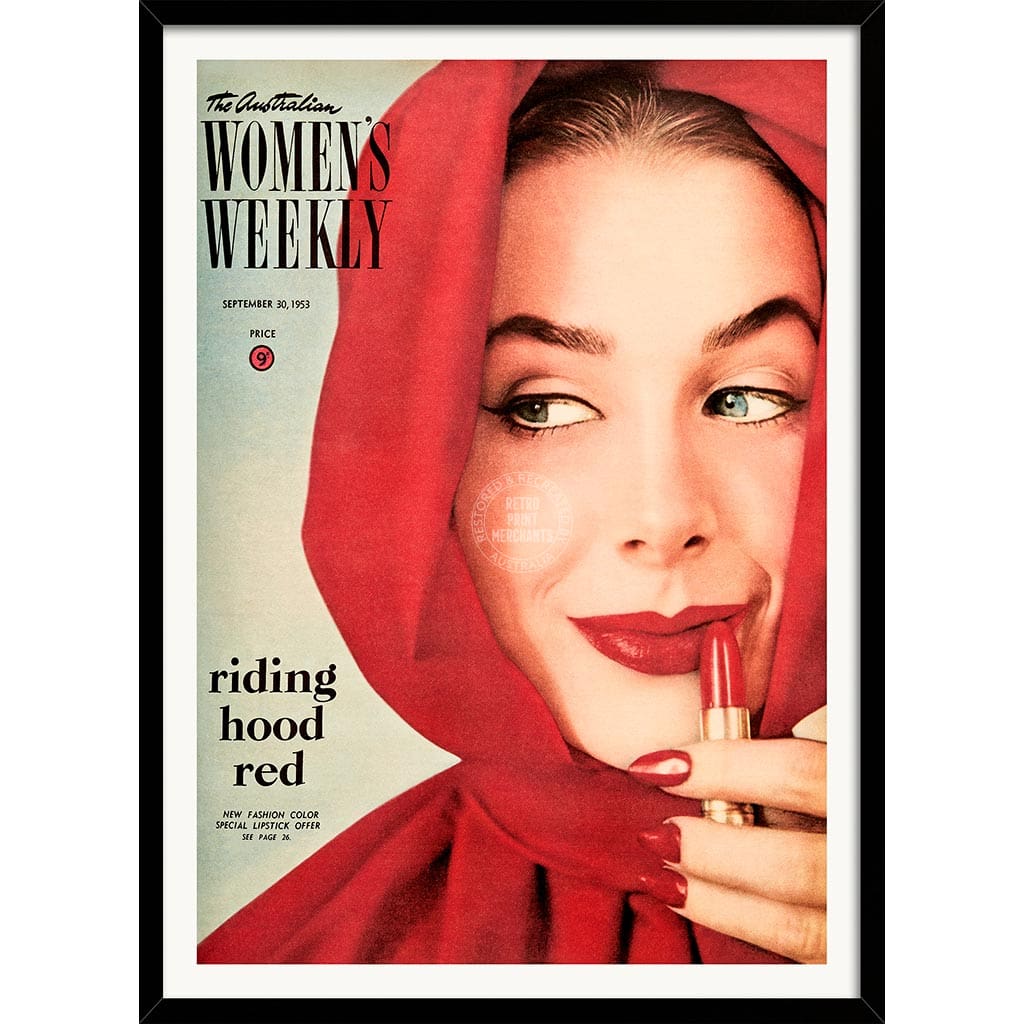 The Australian Women’s Weekly 1953 Riding Hood Red | Australia A3 297 X 420Mm 11.7 16.5 Inches /