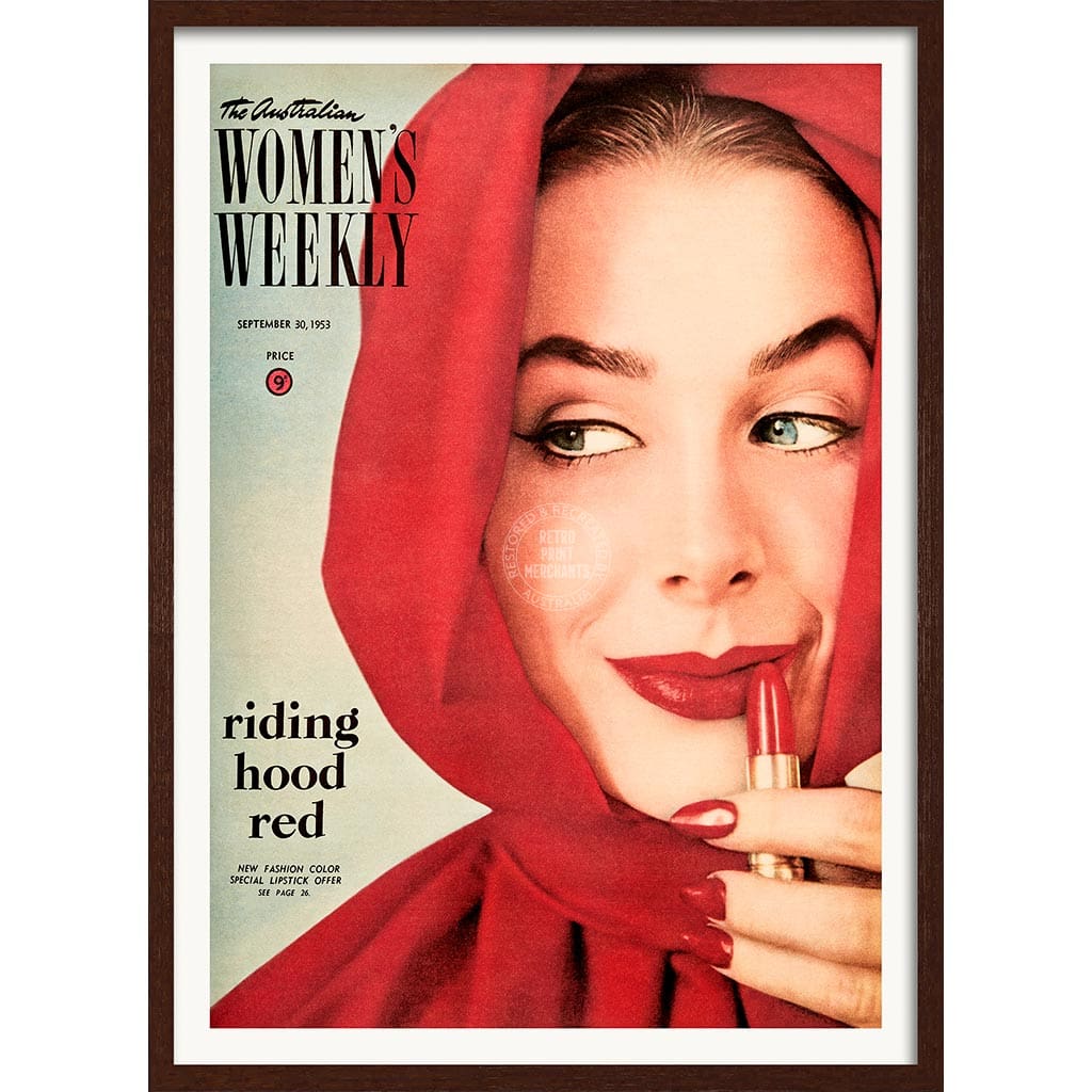 The Australian Women’s Weekly 1953 Riding Hood Red | Australia A3 297 X 420Mm 11.7 16.5 Inches /