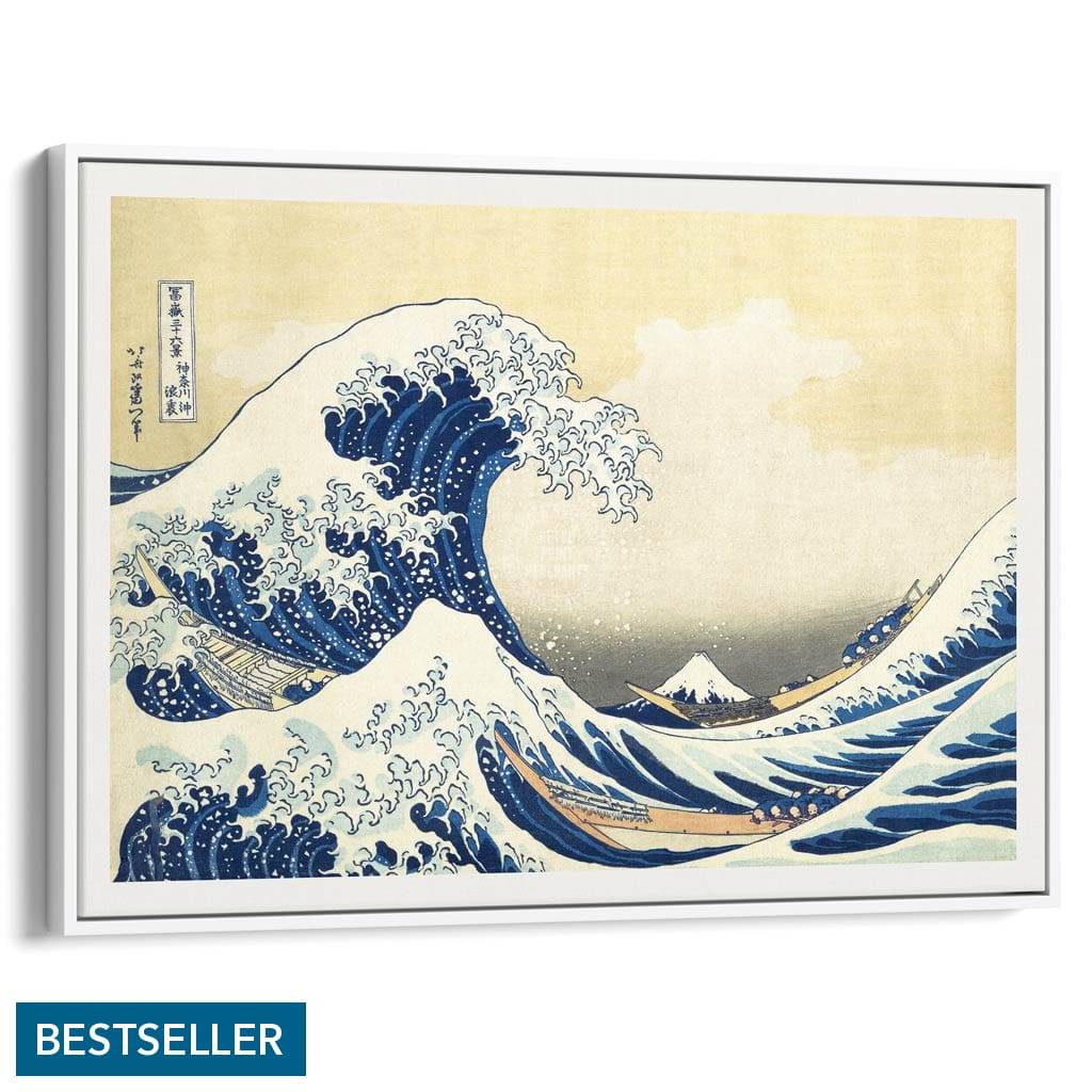 The Great Wave | Japan A4 210 X 297Mm 8.3 11.7 Inches / Canvas Floating Frame: White Timber Print