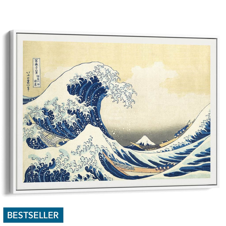 The Great Wave | Japan A4 210 X 297Mm 8.3 11.7 Inches / Canvas Floating Frame: White Timber Print