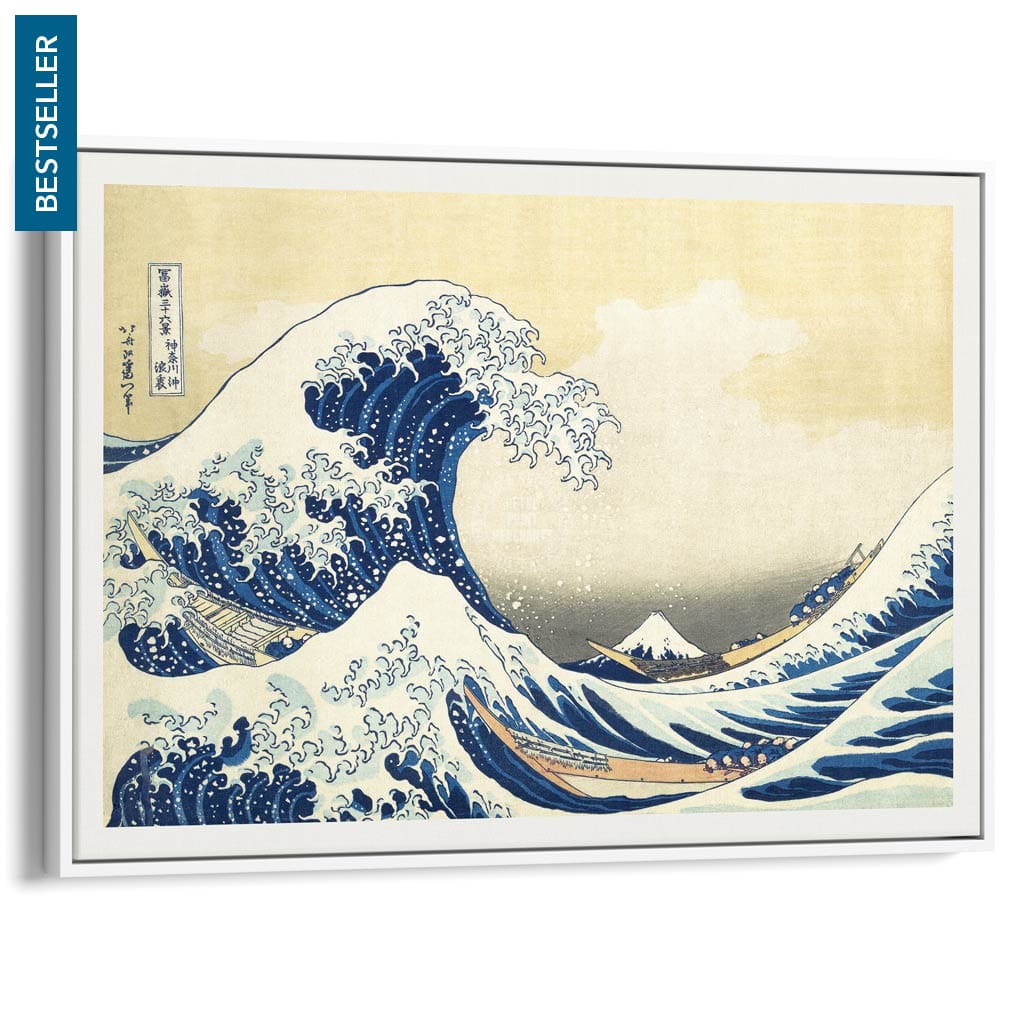 The Great Wave | Japan A4 210 X 297Mm 8.3 11.7 Inches / Canvas Floating Frame: White Timber Print