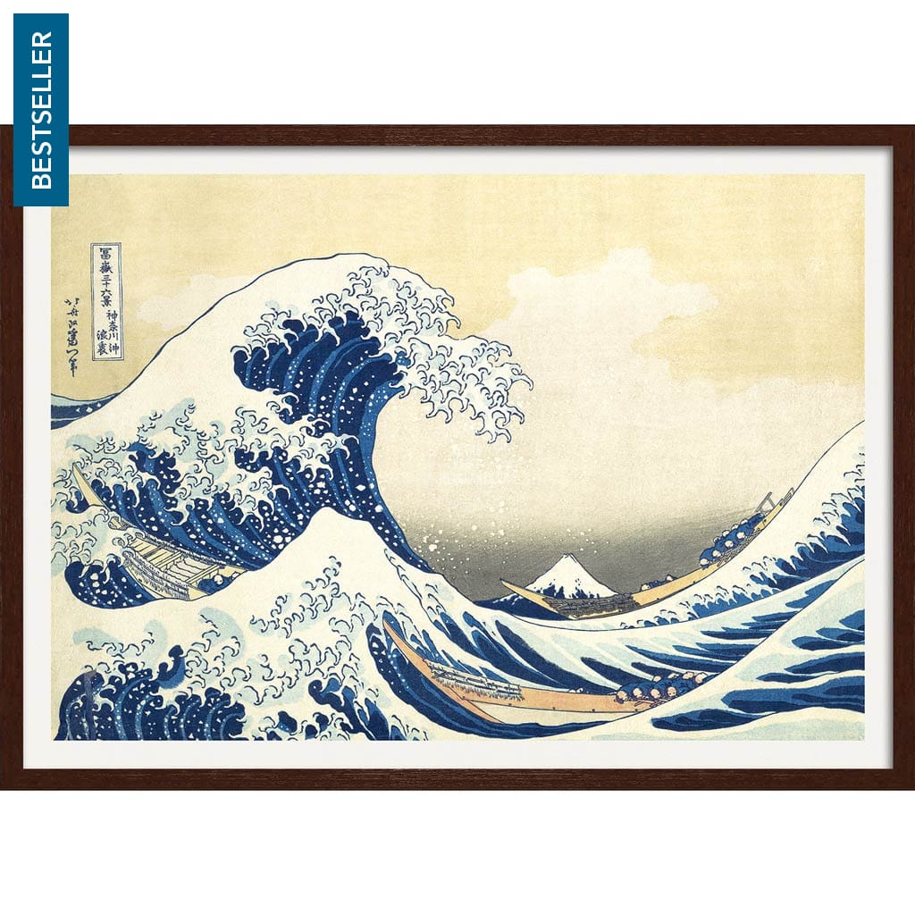 The Great Wave | Japan A4 210 X 297Mm 8.3 11.7 Inches / Framed Print: Chocolate Oak Timber Print Art