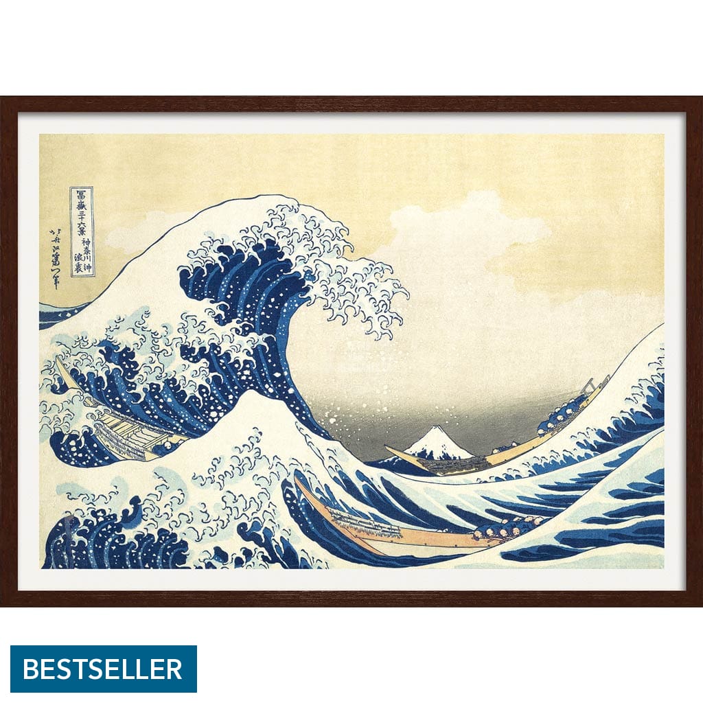 The Great Wave | Japan A4 210 X 297Mm 8.3 11.7 Inches / Framed Print: Chocolate Oak Timber Print Art