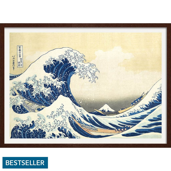 The Great Wave | Japan A4 210 X 297Mm 8.3 11.7 Inches / Framed Print: Chocolate Oak Timber Print Art