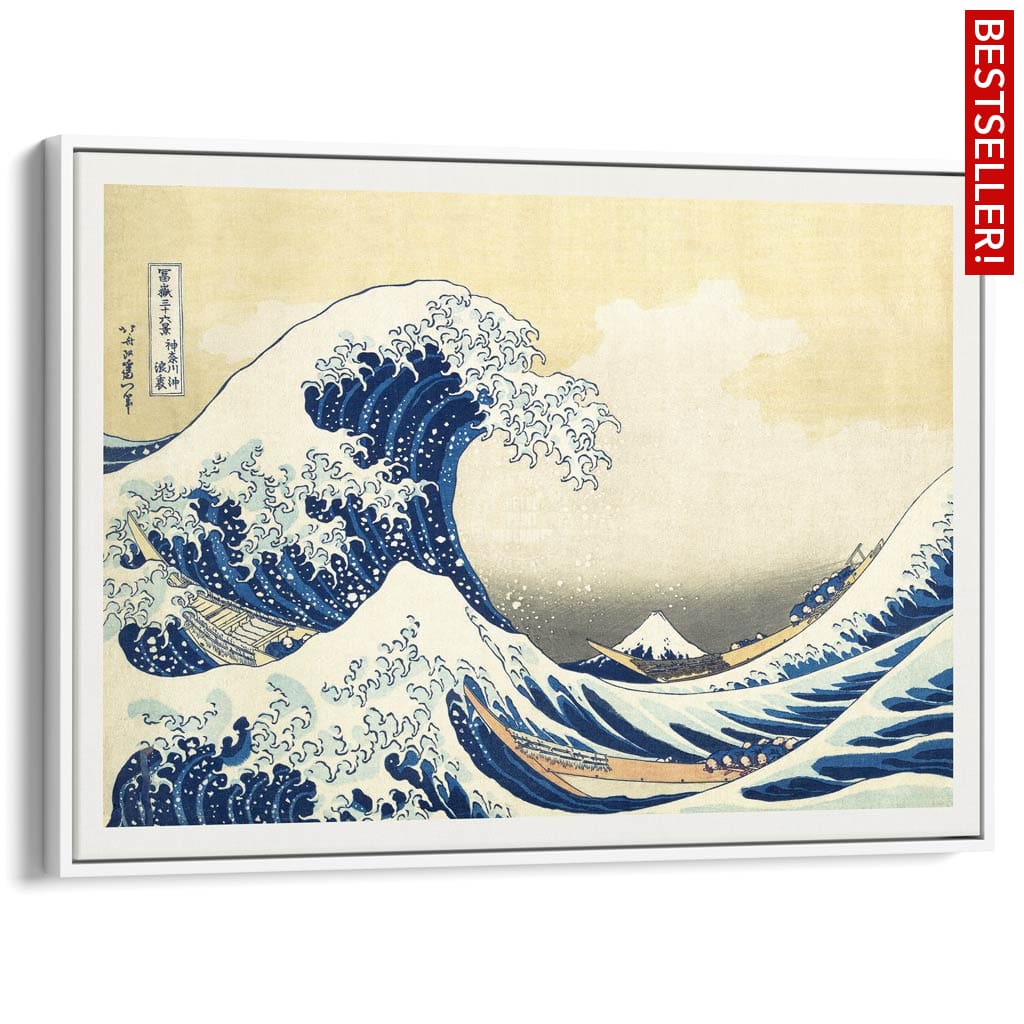 The Great Wave | Japan A4 210 X 297Mm 8.3 11.7 Inches / Canvas Floating Frame: White Timber Print