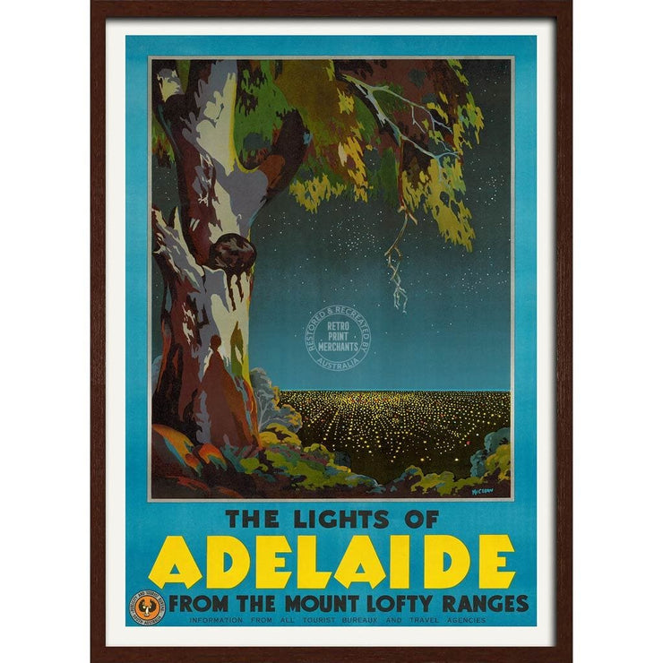 The Lights Of Adelaide | Australia 422Mm X 295Mm 16.6 11.6 A3 / Black Print Art