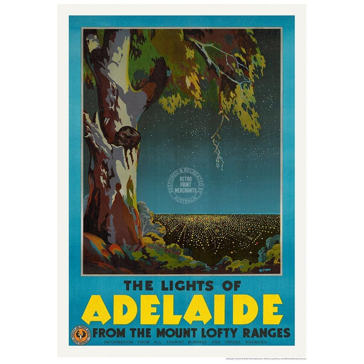The Lights Of Adelaide | Australia 422Mm X 295Mm 16.6 11.6 A3 / Unframed Print Art