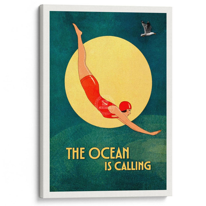 THE OCEAN IS CALLING | WORLDWIDE A3 | 297 x 420mm | 11.7 x 16.5 inches / Stretched Canvas Print Art