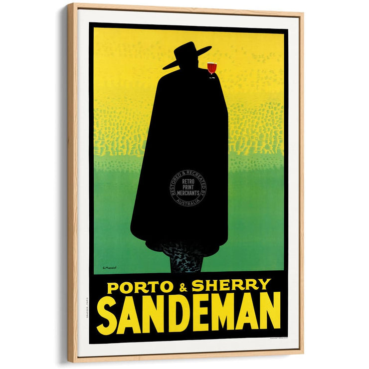 The Sandeman Don | Uk A4 210 X 297Mm 8.3 11.7 Inches / Canvas Floating Frame: Natural Oak Timber