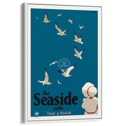 The Seaside Gulls | Australia A3 297 X 420Mm 11.7 16.5 Inches / Canvas Floating Frame - White Timber
