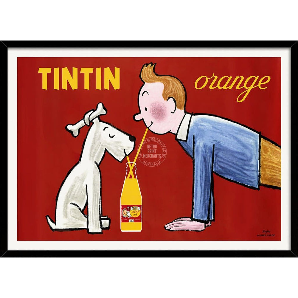 Tintin Orange Soda | France A3 297 X 420Mm 11.7 16.5 Inches / Framed Print - Black Timber Art