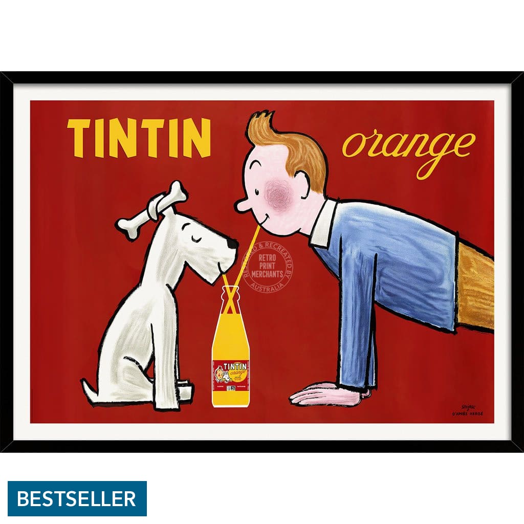 Tintin Orange Soda | France A3 297 X 420Mm 11.7 16.5 Inches / Framed Print - Black Timber Art