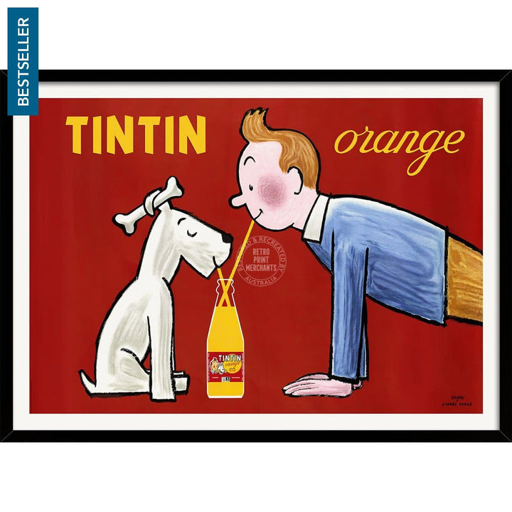 Tintin Orange Soda | France A3 297 X 420Mm 11.7 16.5 Inches / Framed Print - Black Timber Art