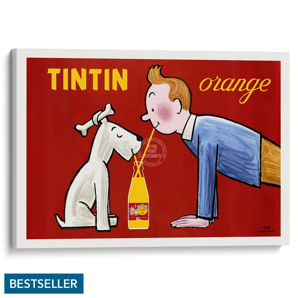 Tintin Orange Soda | France A3 297 X 420Mm 11.7 16.5 Inches / Stretched Canvas Print Art