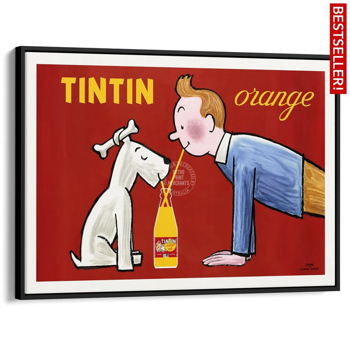 Tintin Orange Soda | France A3 297 X 420Mm 11.7 16.5 Inches / Canvas Floating Frame - Black Timber