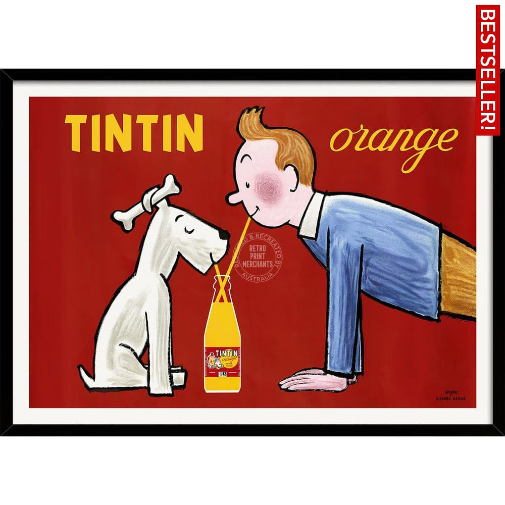 Tintin Orange Soda | France A3 297 X 420Mm 11.7 16.5 Inches / Framed Print - Black Timber Art