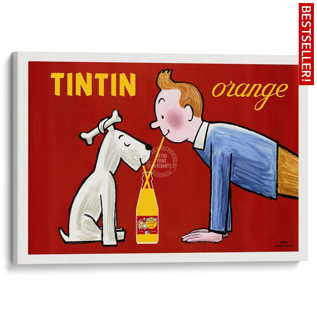 Tintin Orange Soda | France A3 297 X 420Mm 11.7 16.5 Inches / Stretched Canvas Print Art