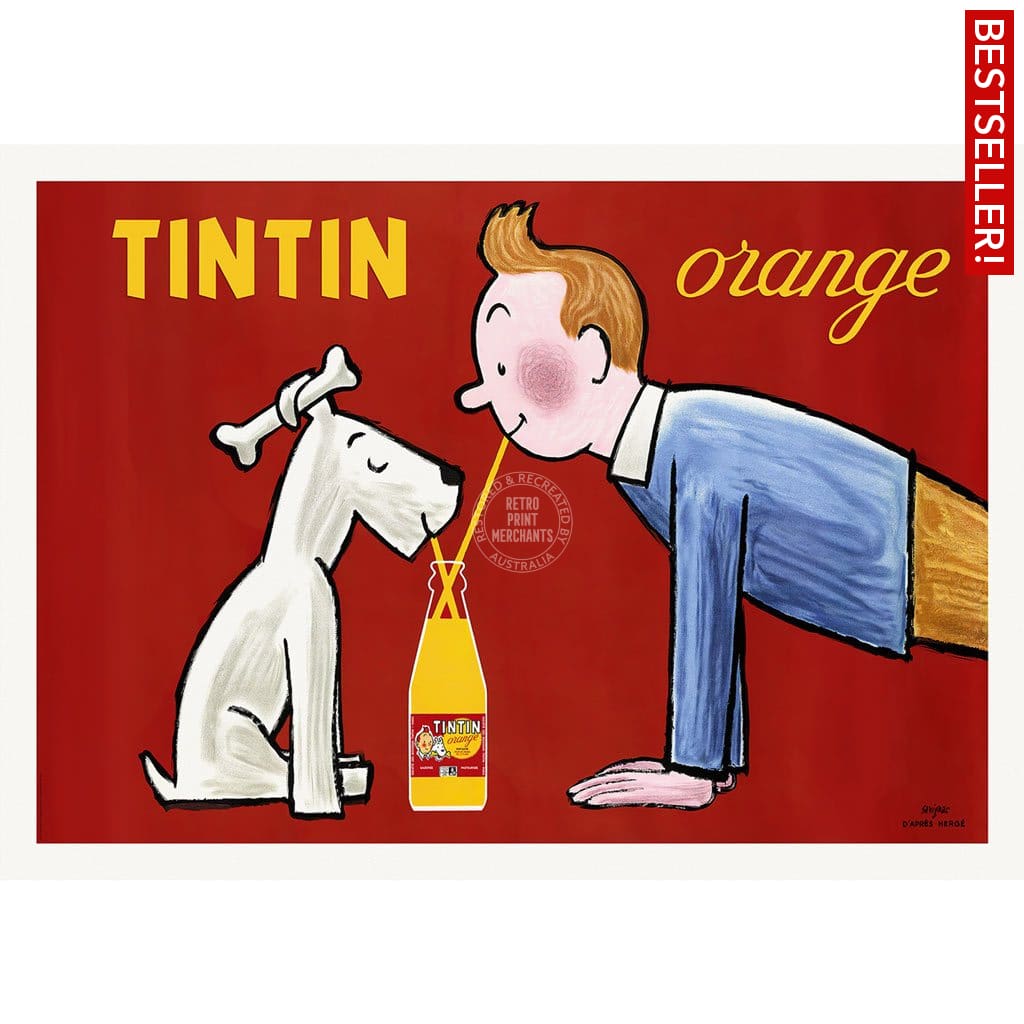 Tintin Orange Soda | France A3 297 X 420Mm 11.7 16.5 Inches / Unframed Print Art